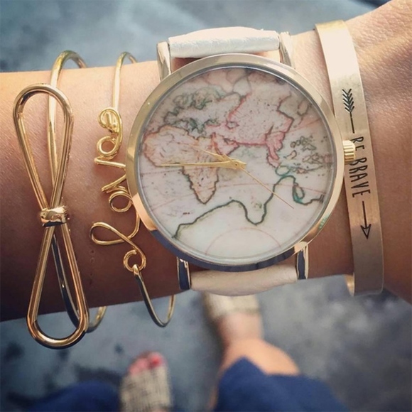 3 Piece Silver Love Bow Be Brave Bracelet Set - Picture 2 of 7